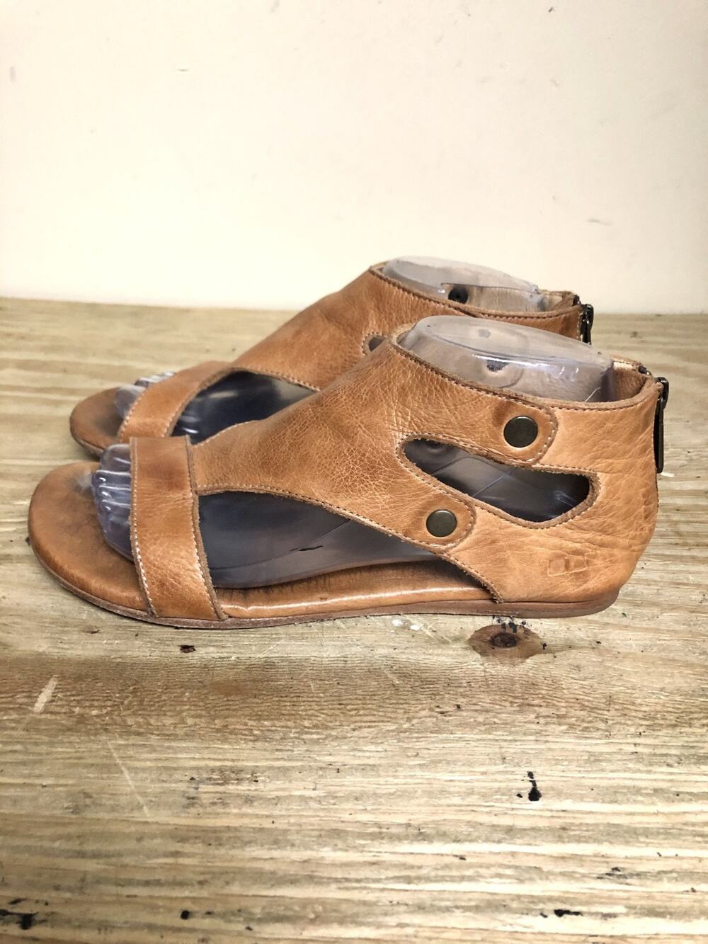 Bed Stu Sandals 7.5 Tan Rustic Brown Full Grain Leather Soto Shoes Boho